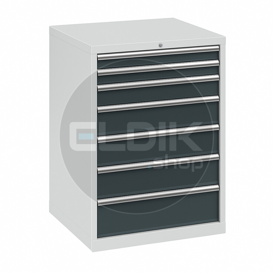 E-Tools | premium line 71937 Werkplaatskast | B717 x D640 x H1000 | 7 laden | Lichtgrijs/Antraciet
