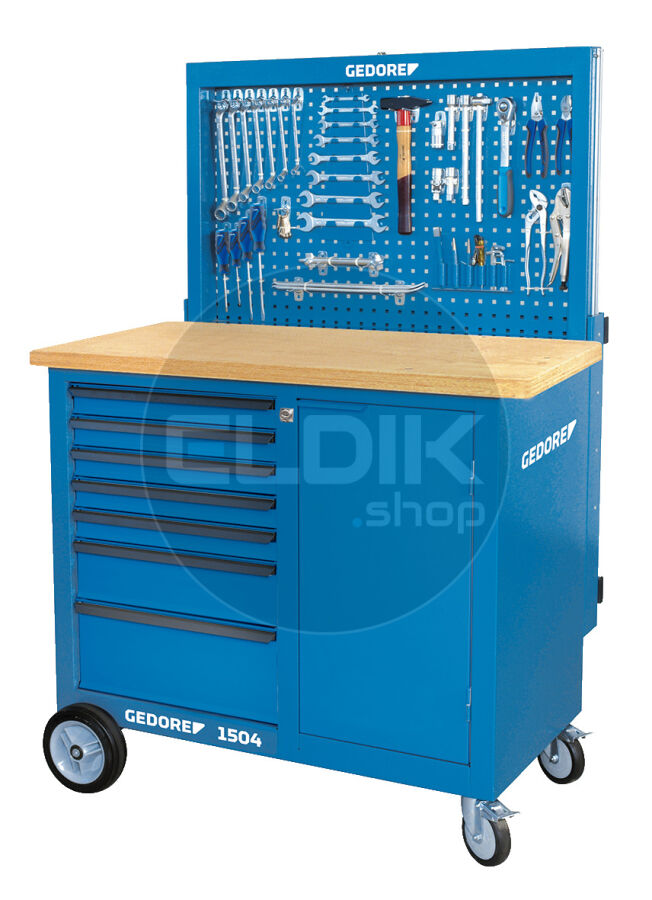 Gedore BR 1504 0511 LH Verrijdbare Werkbank met Achterwand en Haken - 6623990
