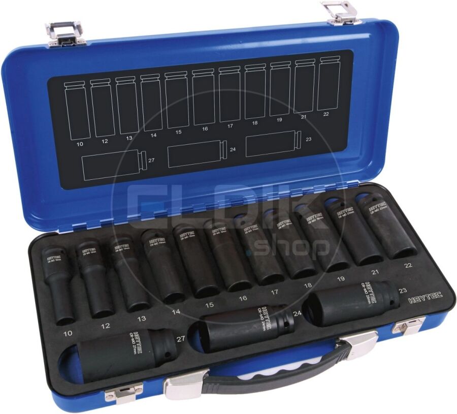 Heytec 50863191436 14 Delige Lange IMPACT Kracht Dopsleutelset 1/2"