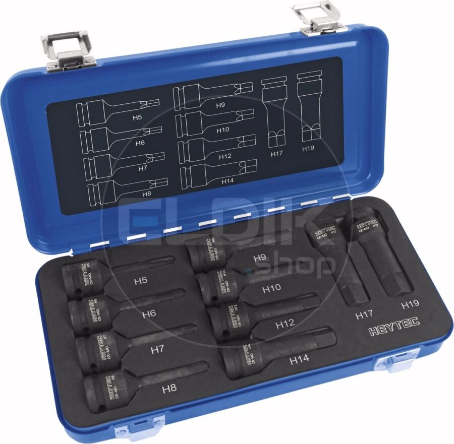Heytec 50863311036 10 Delige Inbus IMPACT Kracht Dopsleutelset 1/2"