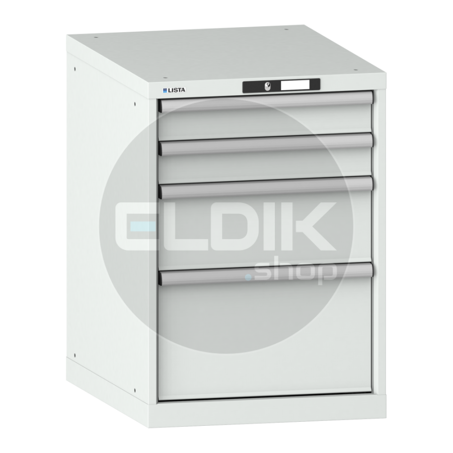 Lista 14.371.020 Werkplaatskast |B564 x D725 x H800 | 4 laden | Lichtgrijs