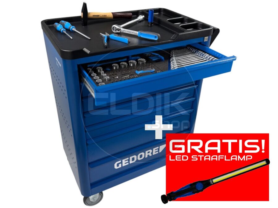 Gedore WSL L TS 147 147 Delige Gevulde Gereedschapwagen + gratis led staaflamp - 2980312