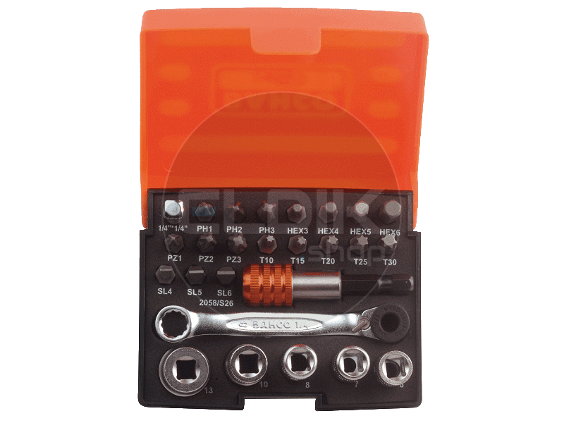 Bahco 2058/S26 Dopbitset, 26-delig 1/4"