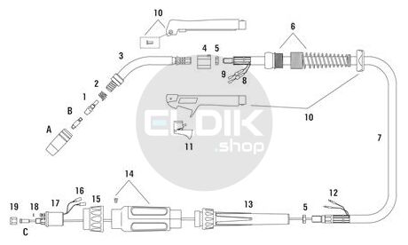 Weldkar WK 250 Mig-Lastoorts WK 250 GC - 4 meter, gasgekoeld - 210503203