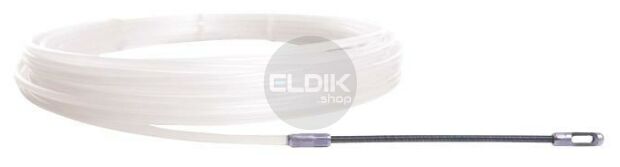 Runpotec 20064 Nylon Trekveer 4mm met geperste zoeker en trekoog diam. 6mm 25m