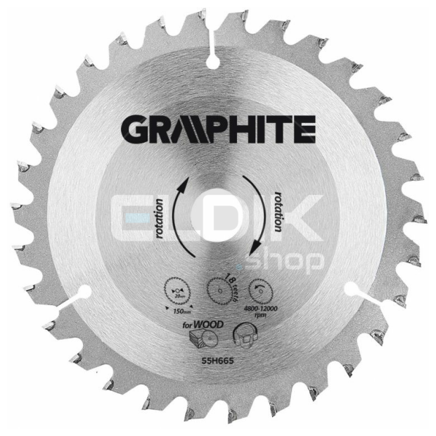 Graphite 55H665 Cirkelzaagblad voor Hout | 150 x 20 T18
