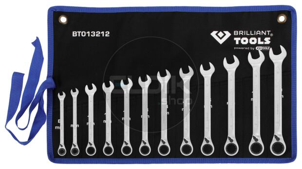 Brilliant Tools BT013212 Ratelringsleutelset, omschakelbaar, 12-dlg, 8 - 19 mm