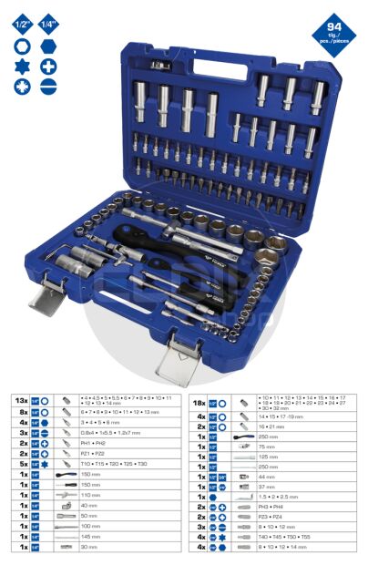 Brilliant Tools BT023094 94 Delige Doppenset 1/4" - 1/2"