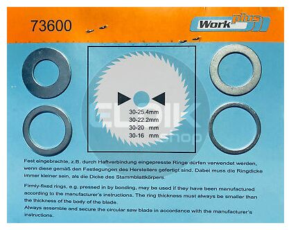 Work Plus 73600 Set reduceerringen voor cirkelzaagblad