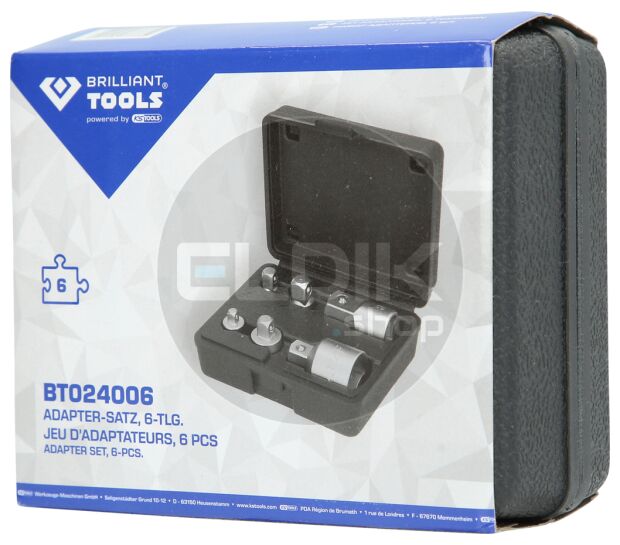 Brilliant Tools BT024006 Adapterset, 6 dlg, 1/4" + 3/8" + 1/2" + 3/4"
