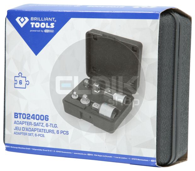 Brilliant Tools BT024006 Adapterset, 6 dlg, 1/4" + 3/8" + 1/2" + 3/4"