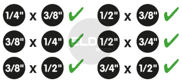 Brilliant Tools BT024006 Adapterset, 6 dlg, 1/4" + 3/8" + 1/2" + 3/4"