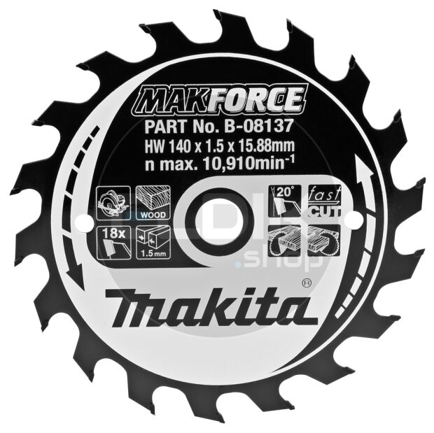Makita B-08137 Cirkelzaagblad voor Hout | 140 x 15 T18