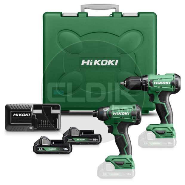 Hikoki KC18DAWAZ Combiset 18V | 2 x 2.0 Ah accu en lader | In koffer