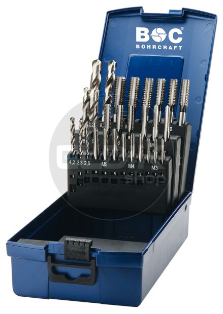 Bohrcraft 41001330028 Handtappenset DIN 352+DIN338 M3-M12 28 dlg GK12-K ABS