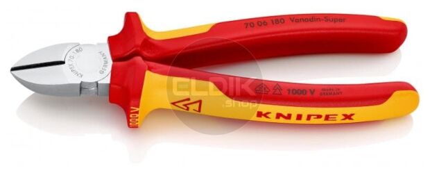 Knipex 70 06 180 Zijsnijtang verchr./comfort 180 mm VDE