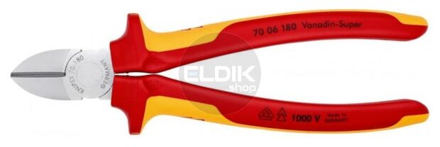 Knipex 70 06 180 Zijsnijtang verchr./comfort 180 mm VDE