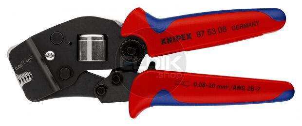 Knipex 97 53 08 Zelfinstellende krimptang voor adereindhulzen | met voorinvoering | 0,08 — 10 mm²