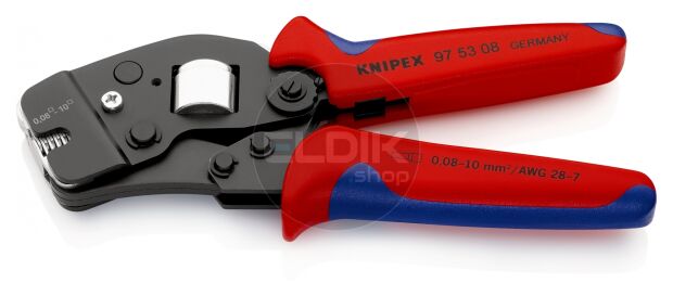 Knipex 97 53 08 Zelfinstellende krimptang voor adereindhulzen | met voorinvoering | 0,08 — 10 mm²