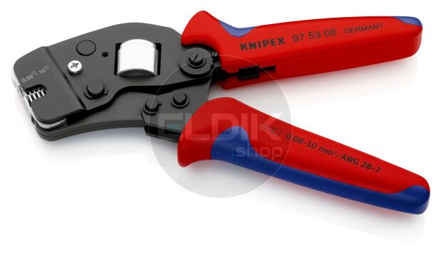 Knipex 97 53 08 Zelfinstellende krimptang voor adereindhulzen | met voorinvoering | 0,08 — 10 mm²