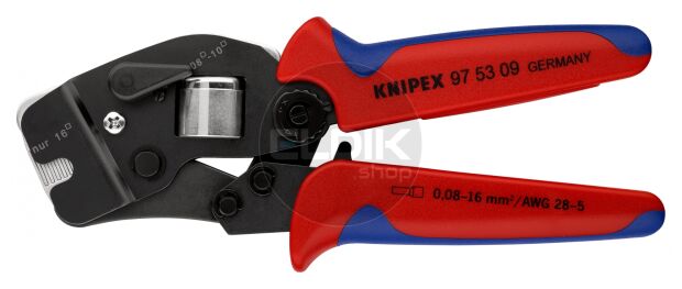 Knipex 97 53 09 Zelfinstellende krimptang voor adereindhulzen | met voorinvoering | 0,08 — 10 / 16 mm²
