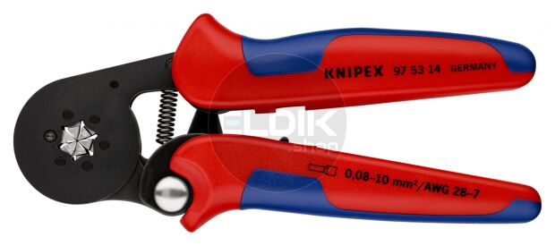 Knipex 97 53 14 Zelfstellende krimptang voor adereindhulzen | Zeskant persing 0,08 tot 16 mm²