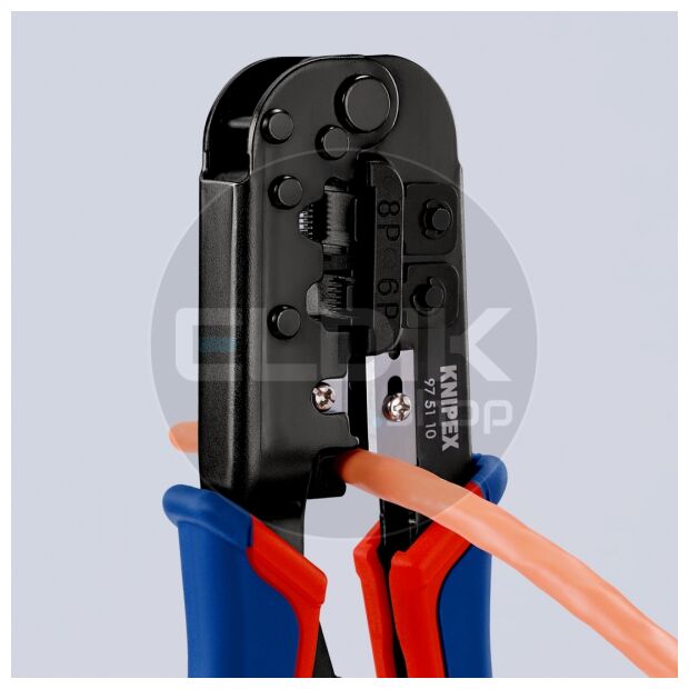 Knipex 97 51 10 Crimptang westernstekkers 6 en 8 polig