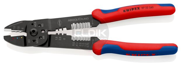 Knipex 97 22 240 Multifunctionele Krimptang voor Kabelschoenen 0,5–6,0 mm²