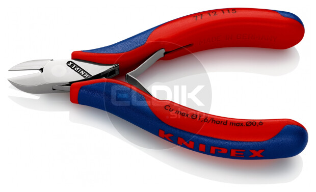 Knipex 77 12 115 Zijsnijtang ronde kop + draadklem 115 mm
