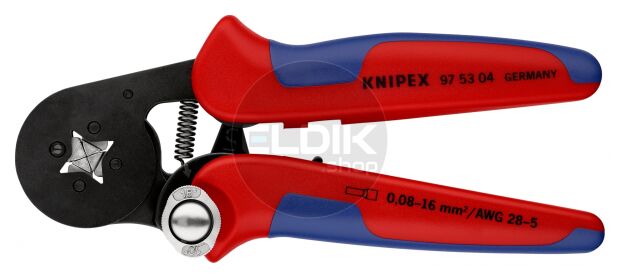 Knipex 97 53 04 SB Zelfstellende krimptang voor adereindhulzen | Vierkant persing 0,08 tot 16 mm²