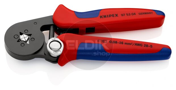 Knipex 97 53 04 SB Zelfstellende krimptang voor adereindhulzen | Vierkant persing 0,08 tot 16 mm²