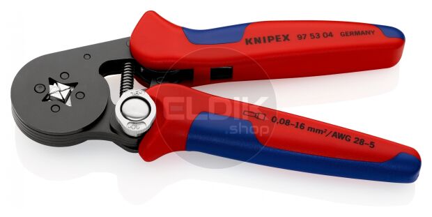 Knipex 97 53 04 SB Zelfstellende krimptang voor adereindhulzen | Vierkant persing 0,08 tot 16 mm²