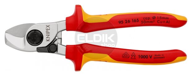 Knipex 95 26 165 Kabelschaar 165 mm met openingsveer VDE