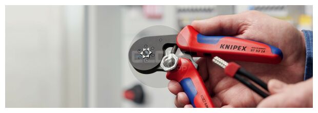 Knipex 97 53 14 Zelfstellende krimptang voor adereindhulzen | Zeskant persing 0,08 tot 16 mm²