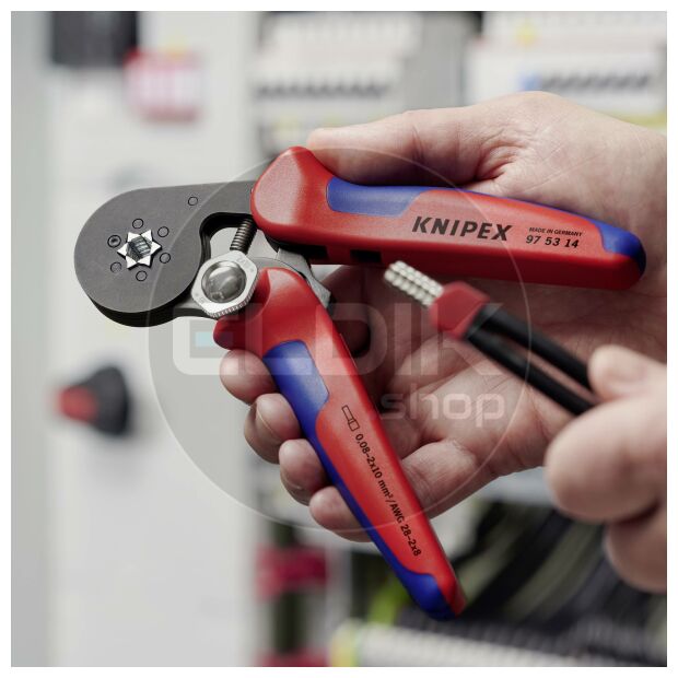 Knipex 97 53 14 Zelfstellende krimptang voor adereindhulzen | Zeskant persing 0,08 tot 16 mm²
