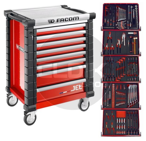 Facom JETCMM175BNL Gevulde gereedschapswagen 8 Laden | 175-delig in Foam inlay | Rood