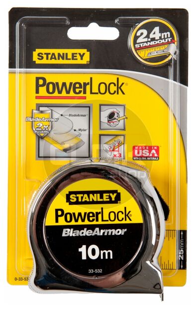 Stanley 0-33-532 Rolbandmaat Powerlock Blade Armor 10m - 25mm