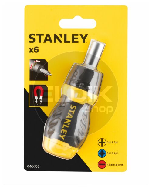 Stanley 0-66-358 Multibit Stubby Schroevendraaier met ratel