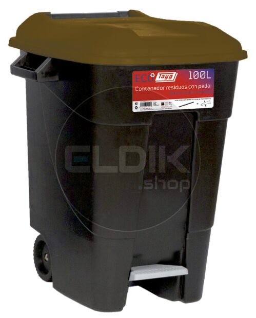 Tayg 100P Afvalcontainer met voetpedaal - 100 liter - bruin - 421235