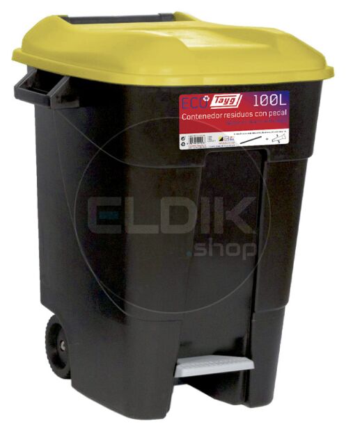 Tayg 100P Afvalcontainer met voetpedaal - 100 liter - geel - 421013