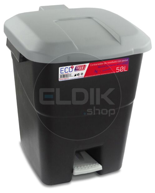 Tayg 50P Afvalcontainer met Voetpedaal - 50 Liter - grijs - 430008