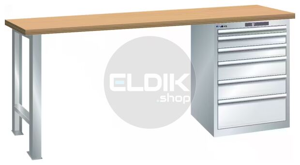 Lista 78.938.020 Werkbank | B2000 x D800 x H900 | 6 laden | Lichtgrijs