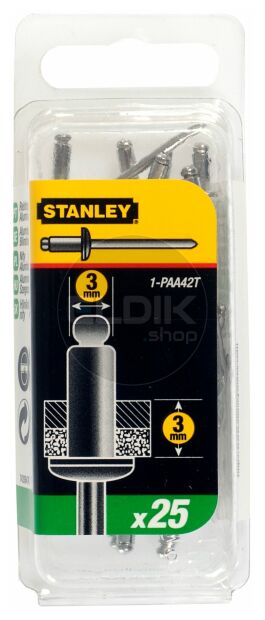 Stanley 1-PAA42T Popnagels 3X3mm - 25 stuks