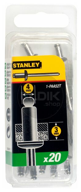 Stanley 1-PAA52T Popnagels 4X3mm - 20 stuks