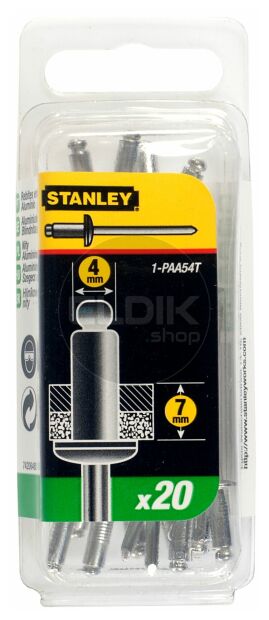Stanley 1-PAA54T Popnagels 4X7mm - 20 stuks
