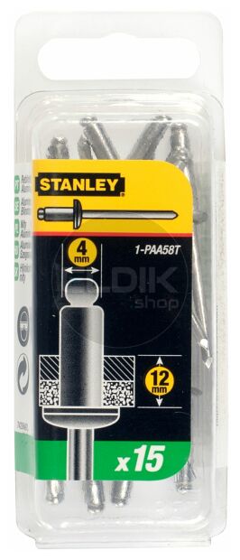Stanley 1-PAA58T Popnagels 4X12mm -15 stuks