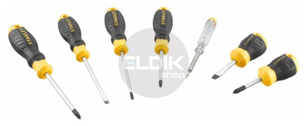 Stanley STHT16166-0 Cushiongrip Schroevendraaierset 7-delig: PH, Parallel, Standaard, Spanningszoeker