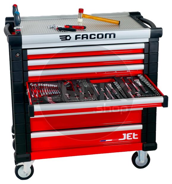 Facom JETCMM215BNL Gevulde gereedschapswagen 8 Laden | 215-delig in Foam inlay | Rood