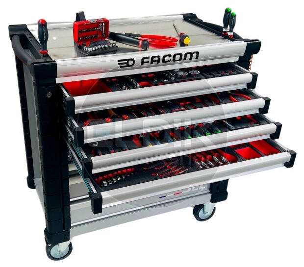 Facom JET8M4AEOY23BNL Gevulde gereedschapswagen 8 Laden | 7 Foam inlays | Grijs | Limited Edition
