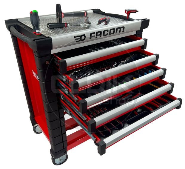 Facom JETCM175BNL Gevulde gereedschapswagen 8 laden | 175-delig in kunststof inlay | Rood